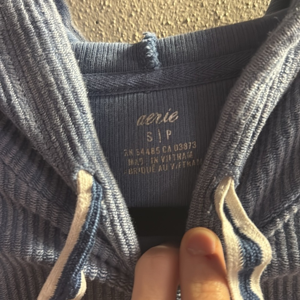 Blue Ribbed Hoodie - Picture 2 of 3